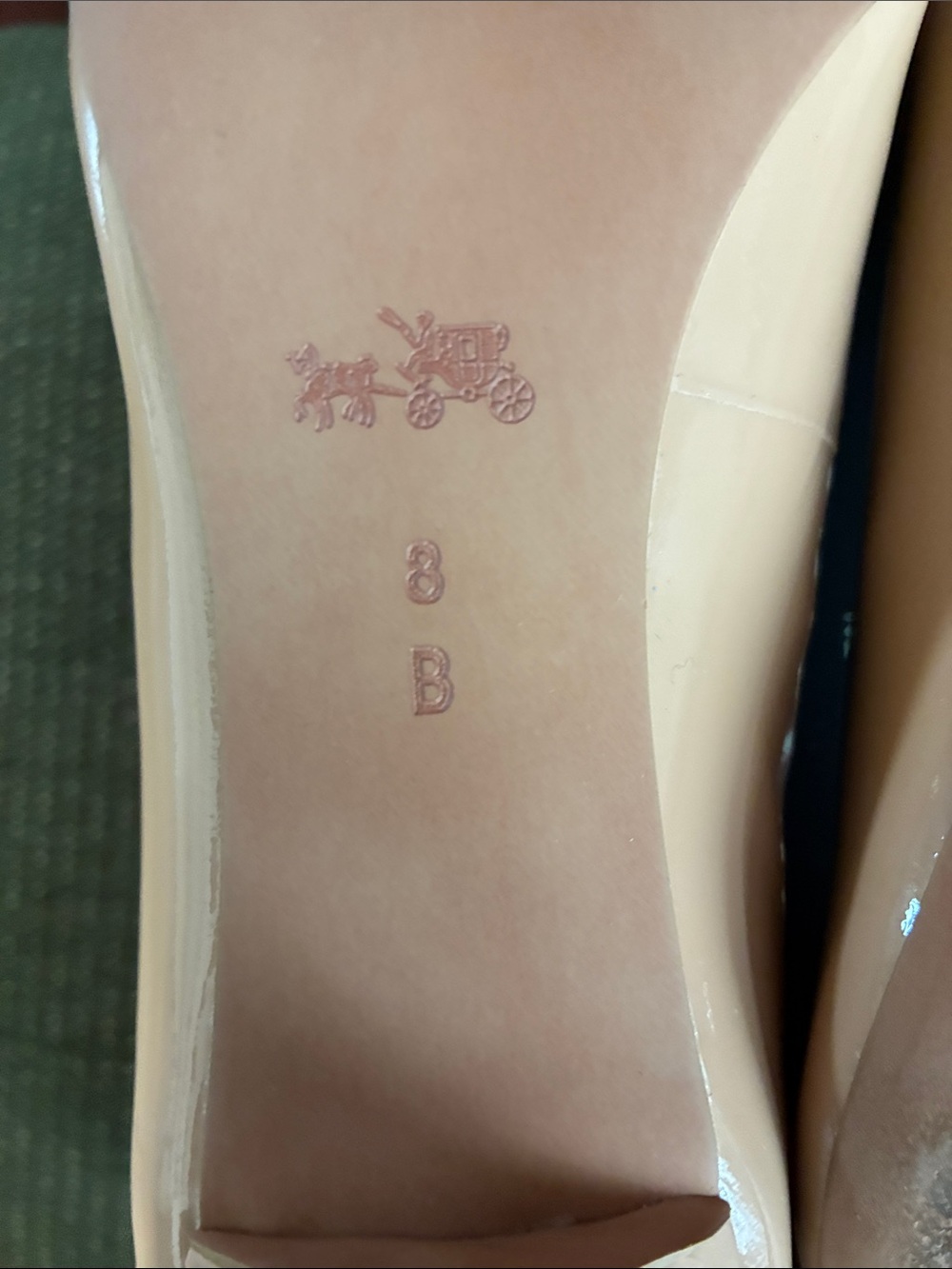 Coach Two-Tone Nude and Black Patent Pointed Toe Pumps - Picture 7 of 10